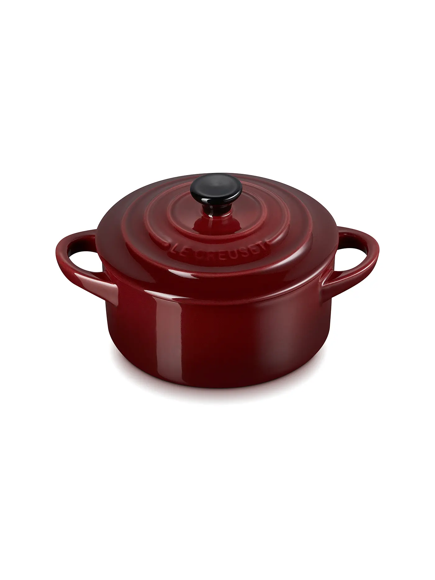 LE CREUSET | Mini-Cocotte "Poterie" 10cm  0,2L Meringue | dunkelrot